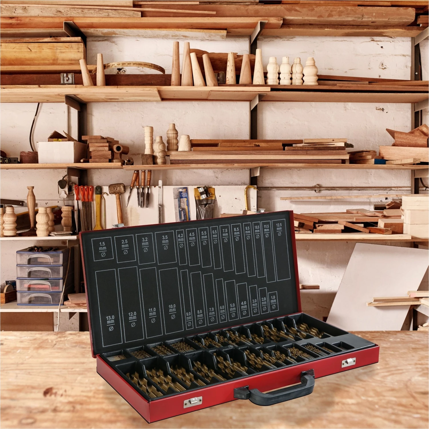 Spiralbohrer Set 230teilig Inkl. Koffer Rot 10 Spiralbohrer Set 230teilig Inkl. Koffer Rot – Bild 8