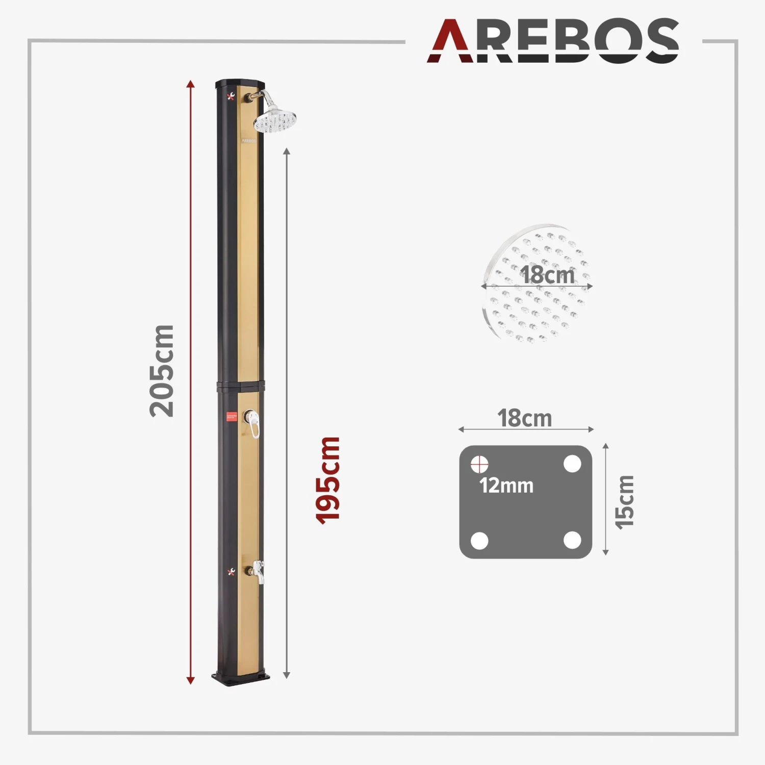 Solardusche 35L Schwarz Golden 9 Solardusche 35L Schwarz Golden – Bild 7