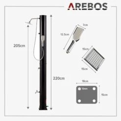Solardusche 40L Mit Thermometer & Handdusche Schwarz -Arebos Verkaufsgeschäft 10 Sketch 2x2 4260627429080 b591