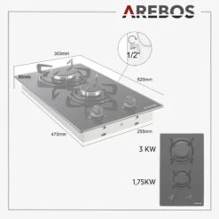 Gaskochfeld 30cm 2 Brenner 16 Gaskochfeld 30cm 2 Brenner -Arebos Verkaufsgeschäft 10 skizze e3f9