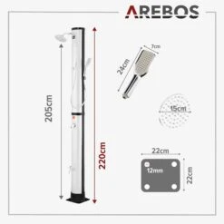 AREBOS Solardusche 40 L Mit Thermometer, Handbrause & Bodenelement -Arebos Verkaufsgeschäft 11 SKE 1 709a
