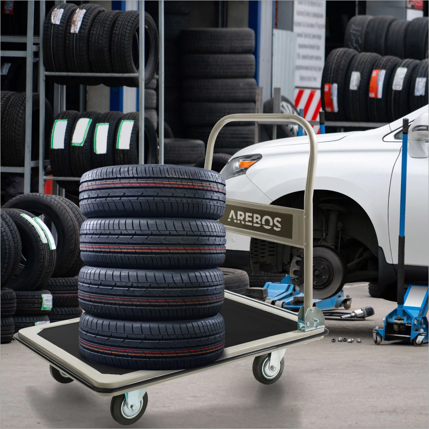 Plattformwagen 300kg Schwarz-creme 4 Plattformwagen 300kg Schwarz-creme – Bild 2