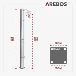 Solardusche 37L Silber Eckig - Bodenelement Anthrazit -Arebos Verkaufsgeschäft 11 sketch shower 40aa