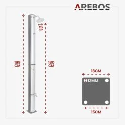 Solardusche 37L Silber Rund - Bodenelement Anthrazit -Arebos Verkaufsgeschäft 11 sketch shower b5bd
