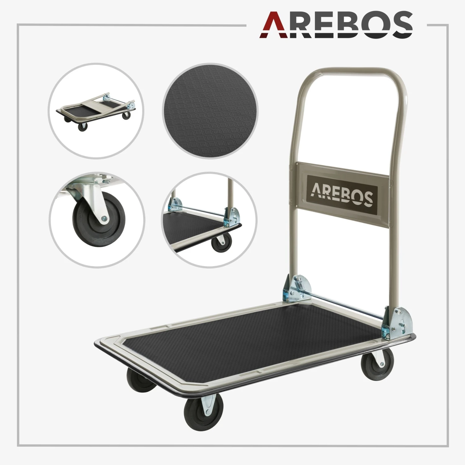 Plattformwagen 150kg Schwarz-creme 5 Plattformwagen 150kg Schwarz-creme – Bild 3