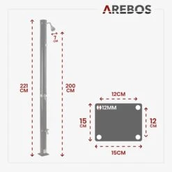 Solardusche 20L Schwarz - Bodenplatte Holzoptik -Arebos Verkaufsgeschäft 12 sketch shower 4664