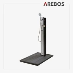 Solardusche 20L Silber & Bodenelement Anthrazit -Arebos Verkaufsgeschäft 14 hp2 2x2 3954