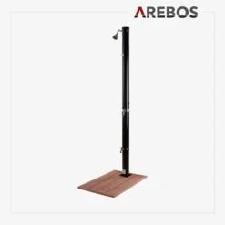 Solardusche 20L Schwarz - Bodenplatte Holzoptik -Arebos Verkaufsgeschäft 14 liveDuschegroesser 89ee