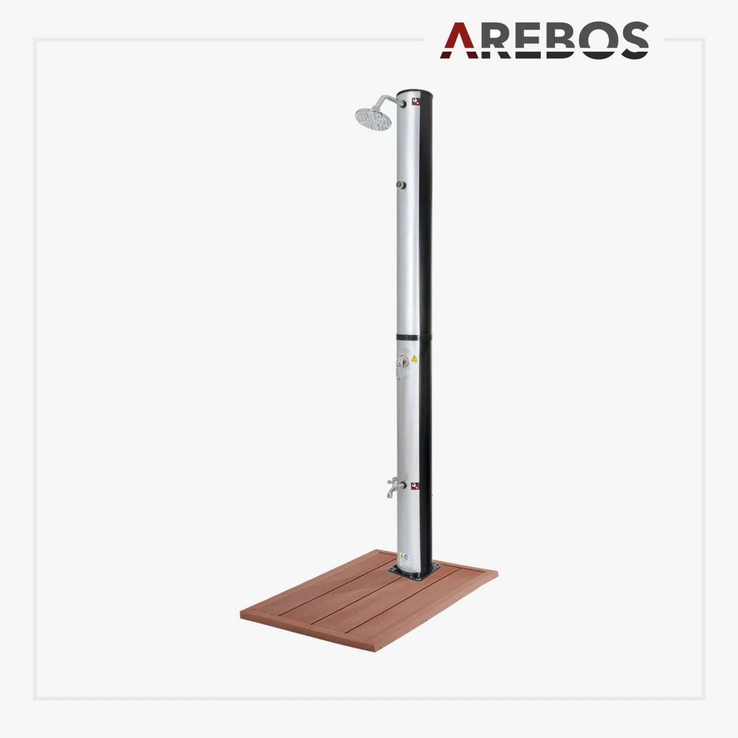 Solardusche 37L Silber Rund - Bodenelement Holzoptik 5 Solardusche 37L Silber Rund - Bodenelement Holzoptik – Bild 3