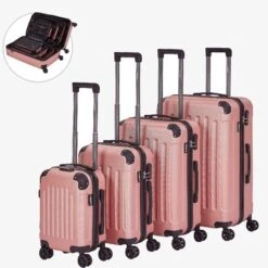 4 Tlg. Reisekoffer Set Rosé-Gold