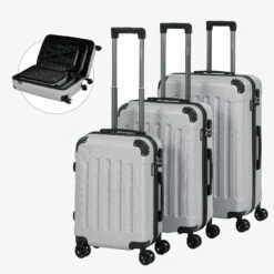 3 Tlg. Reisekoffer Set Silber