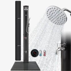 Solardusche 60L Schwarz + Bodenplatte Anthrazit -Arebos Verkaufsgeschäft 1 Gallery 4252023108249 1 4bba