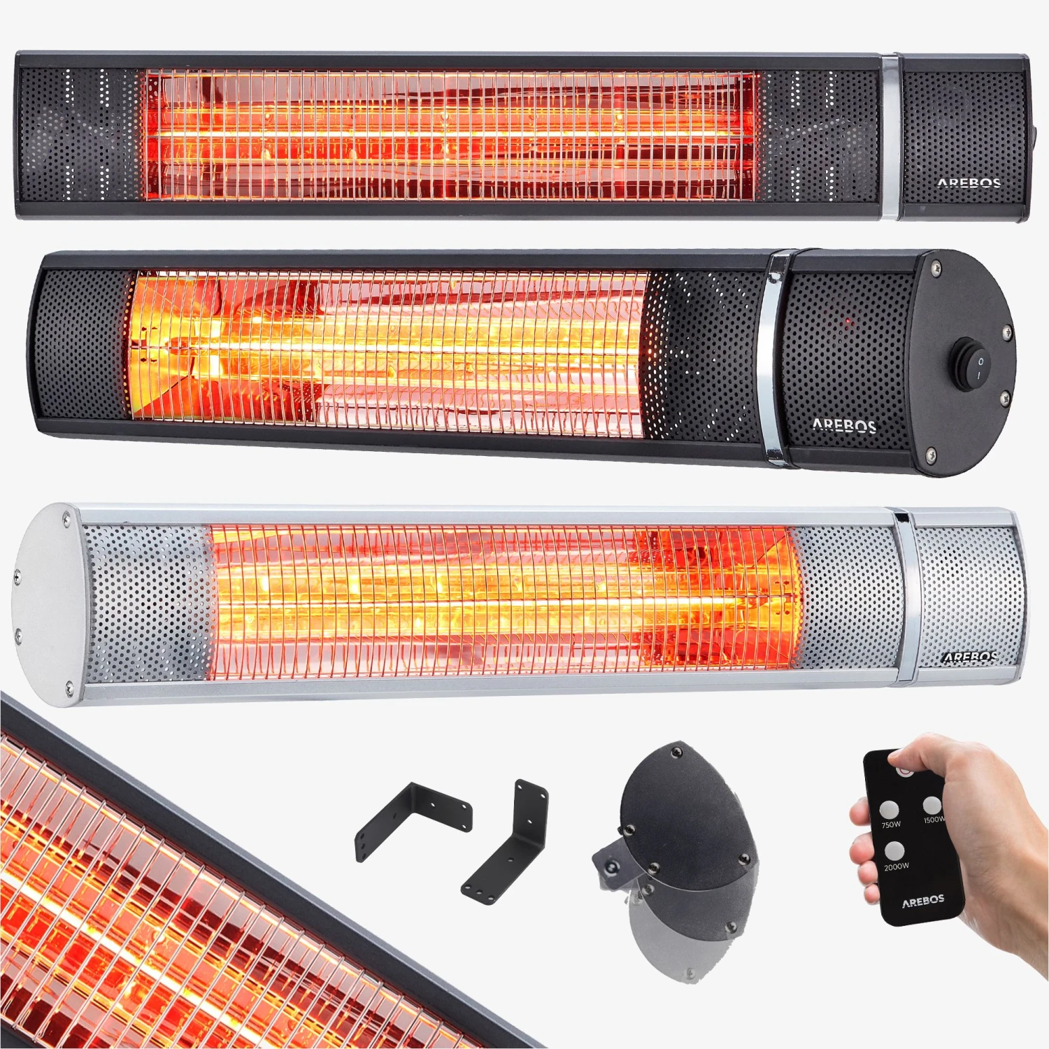 Infrarot Heizstrahler 2000W Mit Fernbedienung 3 Infrarot Heizstrahler 2000W Mit Fernbedienung