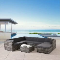 Alu Rattan Lounge Seville -Arebos Verkaufsgeschäft 1 Seville grau 4260627425532 020 0244