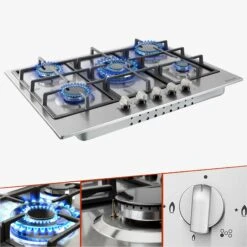 Gaskochfeld 68cm 5 Brenner -Arebos Verkaufsgeschäft 1 collage 2x2 ec15