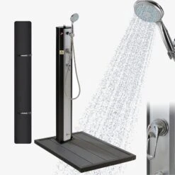 Solardusche 20L Silber & Bodenelement Anthrazit