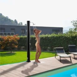 Solardusche 40L Premium Schwarz - Bodenelement Anthrazit