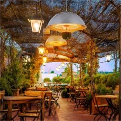 Arebos Verkaufsgeschäft 2 Deckenheizstrahler 1500W - Rund Mit Zugseil