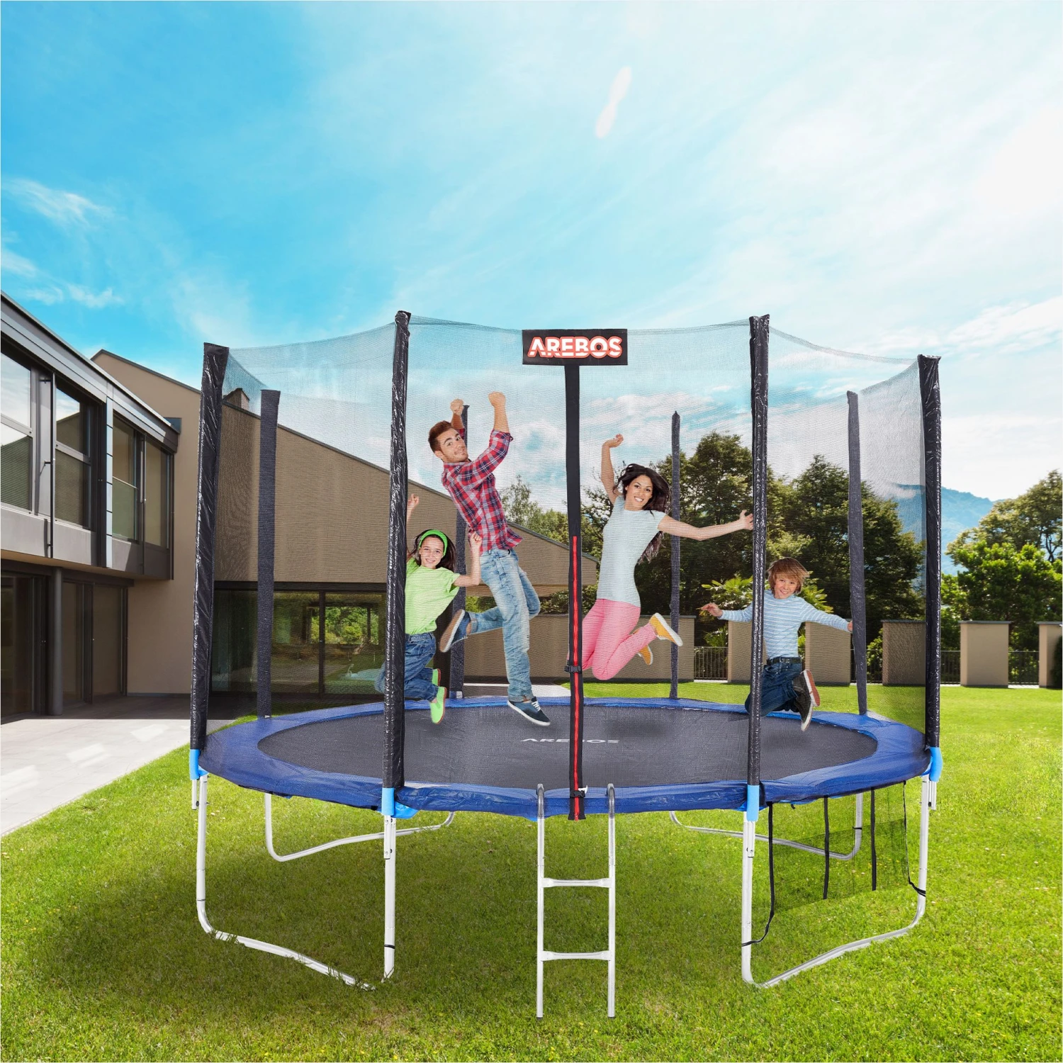 Trampolin Randabdeckung + Netz 430 Cm 8 Stangen 4 Trampolin Randabdeckung + Netz 430 Cm 8 Stangen – Bild 2