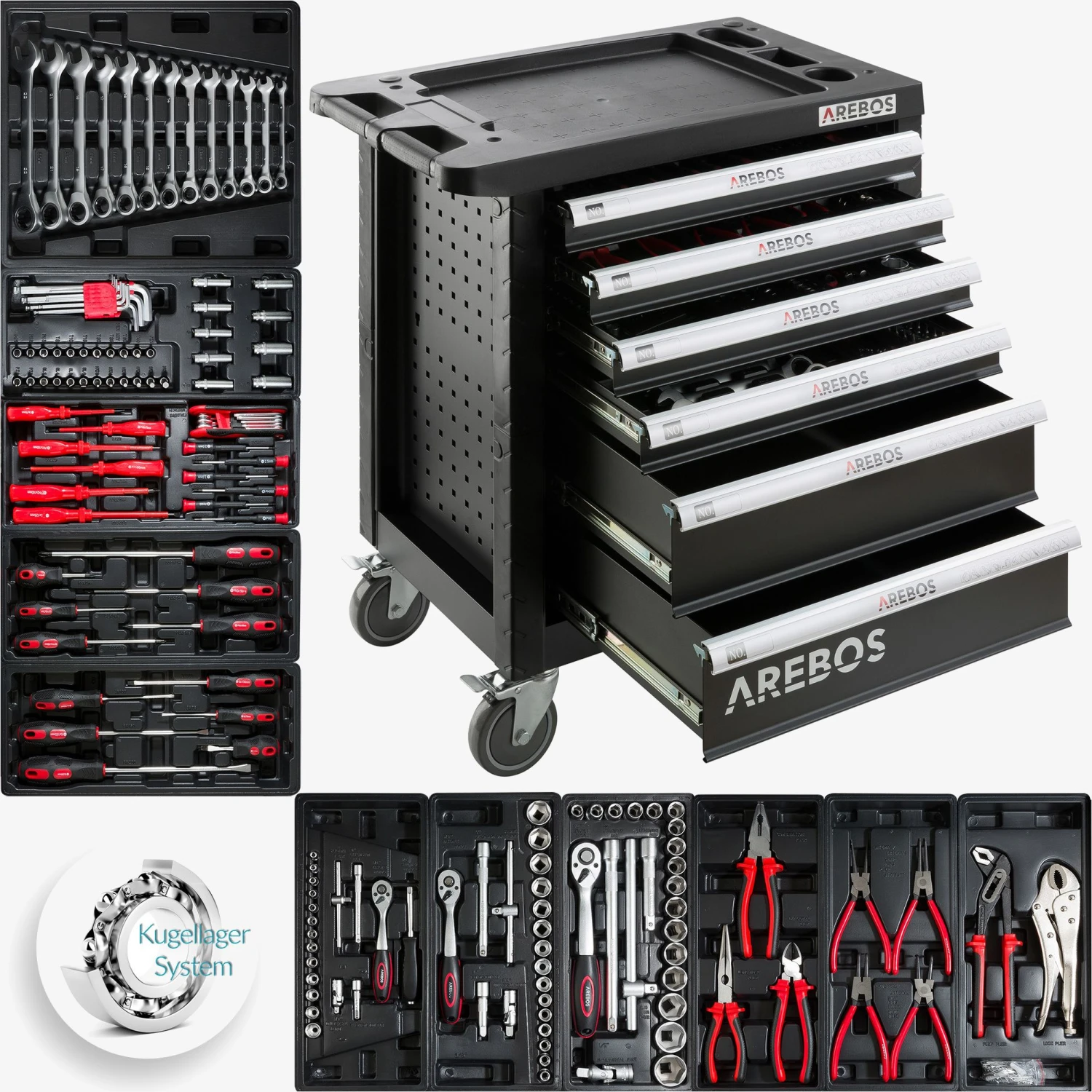 Werkzeugwagen 6 Fächer Mit 4 Werkzeugeinlegeböden 10 Werkzeugwagen 6 Fächer Mit 4 Werkzeugeinlegeböden – Bild 8