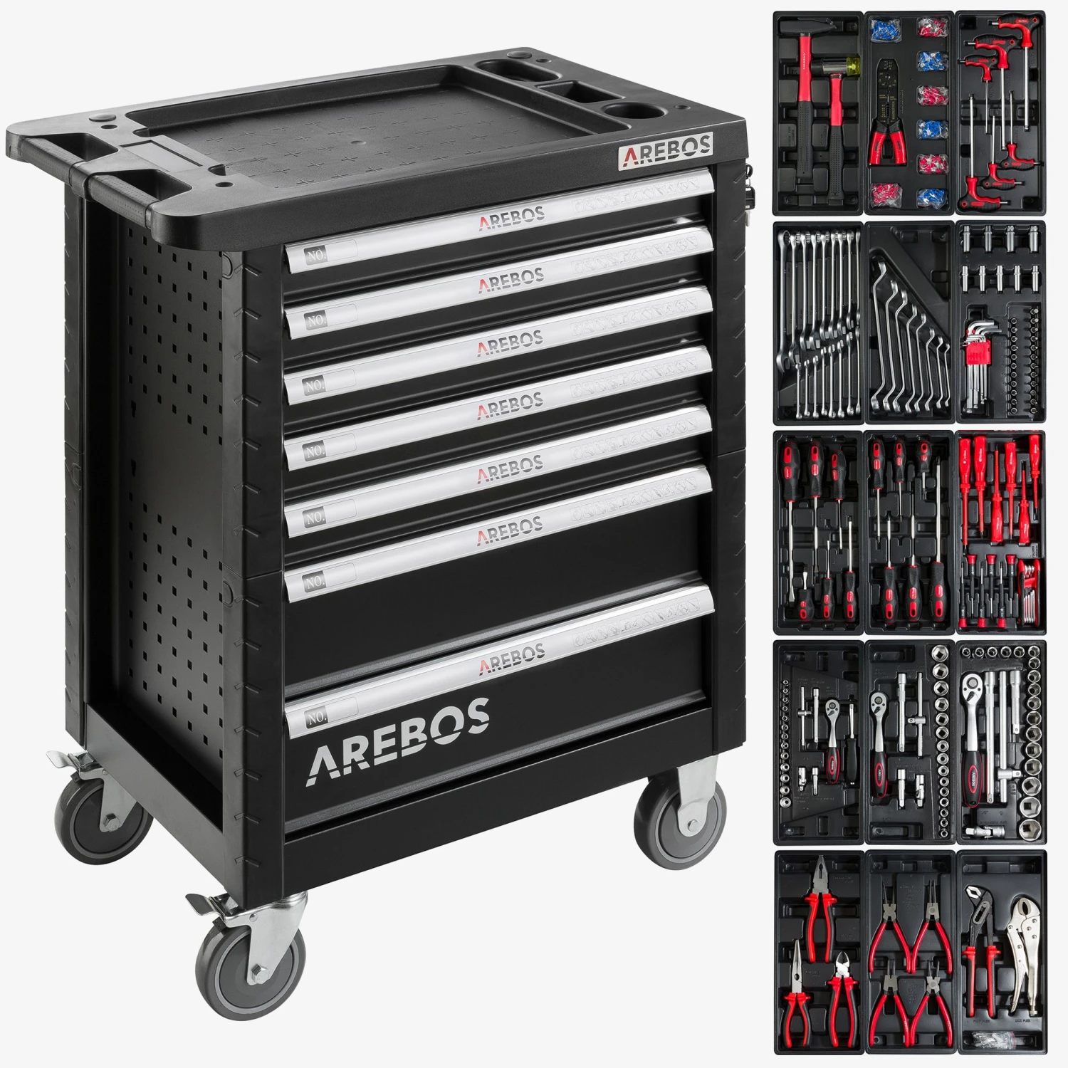 Werkzeugwagen 7 Fächer Mit 5 Werkzeugeinlegeböden 3 Werkzeugwagen 7 Fächer Mit 5 Werkzeugeinlegeböden