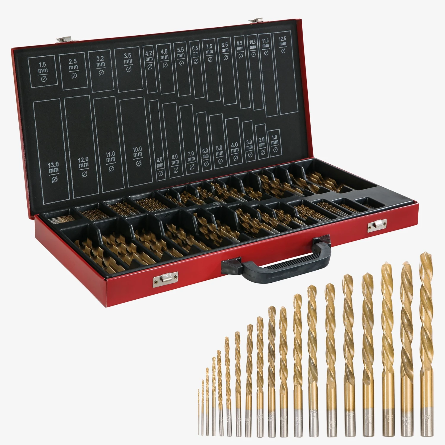 Spiralbohrer Set 230teilig Inkl. Koffer Rot 3 Spiralbohrer Set 230teilig Inkl. Koffer Rot