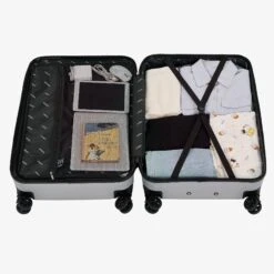 3 Tlg. Reisekoffer Set Silber -Arebos Verkaufsgeschäft 4260627420988 18 d15d