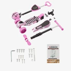 Scooter Mit LED Rollen, Sitz Und Schiebehilfe - Rosa -Arebos Verkaufsgeschäft 4260627429660 19 4f0b