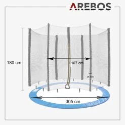 Trampolin Randabdeckung + Netz 305 Cm 8 Stangen 16 Trampolin Randabdeckung + Netz 305 Cm 8 Stangen -Arebos Verkaufsgeschäft 4 4260551584633 Sketch a4ef
