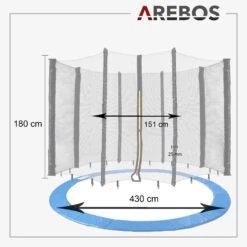 Trampolin Randabdeckung + Netz 430 Cm 8 Stangen 16 Trampolin Randabdeckung + Netz 430 Cm 8 Stangen -Arebos Verkaufsgeschäft 4 4260551585340 Sketch d05a