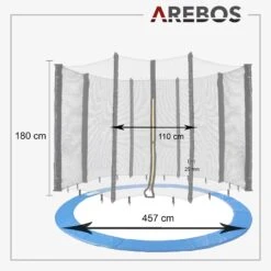 Trampolin Randabdeckung + Netz 460 Cm 12 Stangen 16 Trampolin Randabdeckung + Netz 460 Cm 12 Stangen -Arebos Verkaufsgeschäft 4 4260551585357 Sketch 49f1