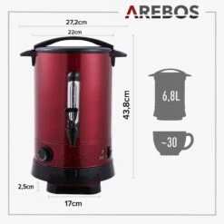 Glühweinkocher 6,8 L Rot -Arebos Verkaufsgeschäft 6 Sketch 4260627428953 619c