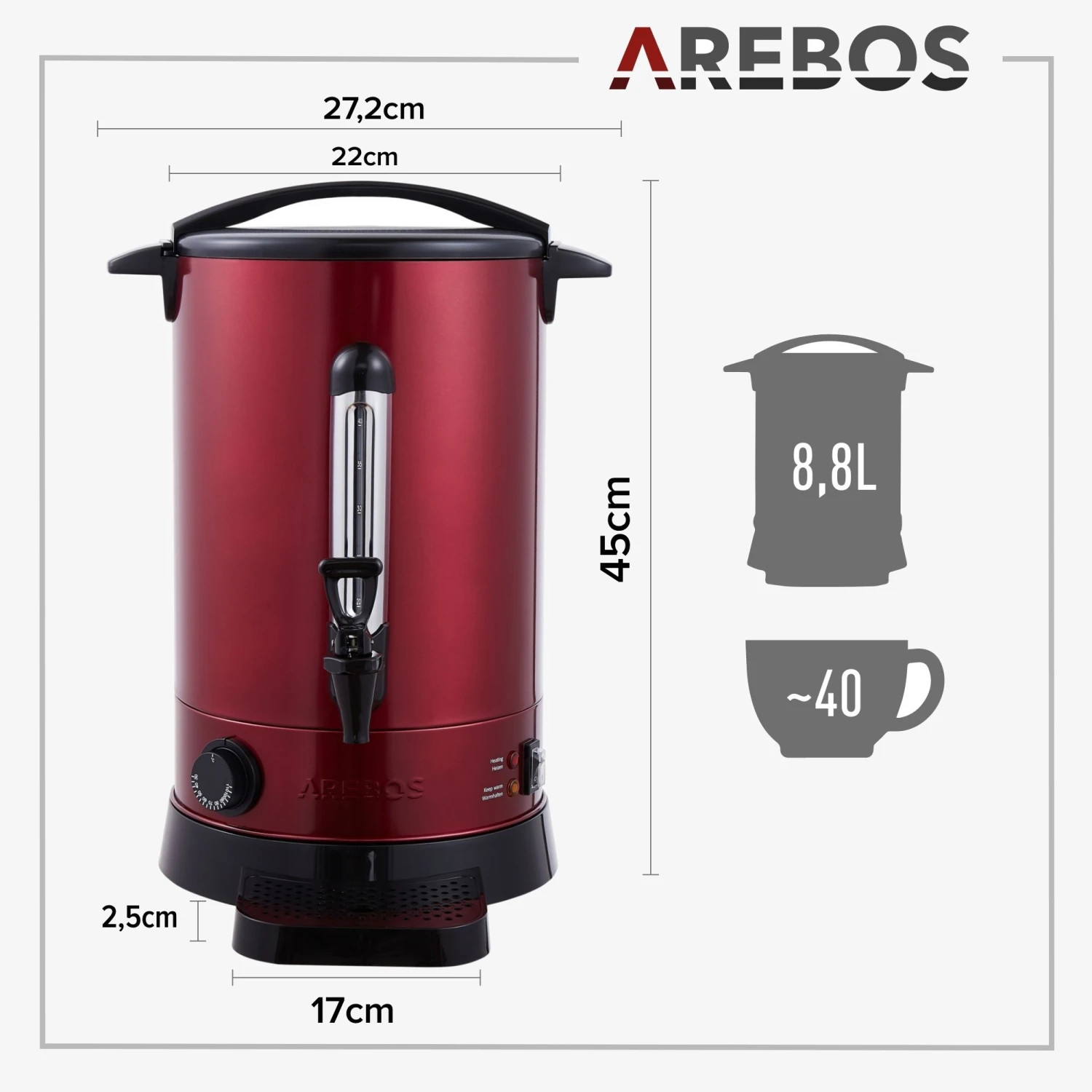 Glühweinkocher 8,8 L Rot 9 Glühweinkocher 8,8 L Rot – Bild 7