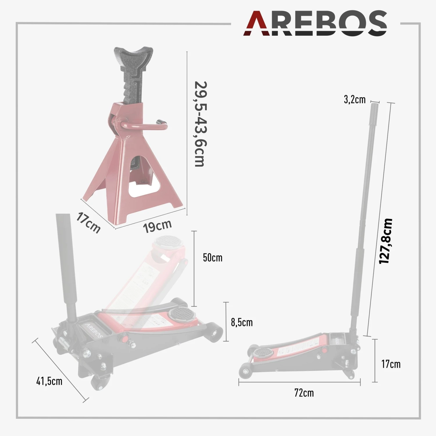 Wagenheber Mit 3 Auflagen + 2x Unterstellbock 9 Wagenheber Mit 3 Auflagen + 2x Unterstellbock – Bild 7