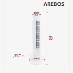 Turmventilator 50W Weiß -Arebos Verkaufsgeschäft 8 Sketch ee0f