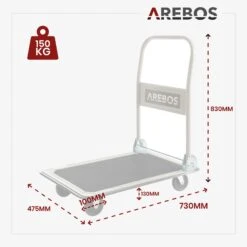 Plattformwagen 150kg Schwarz-creme 16 Plattformwagen 150kg Schwarz-creme -Arebos Verkaufsgeschäft 8 dimension 9ff7