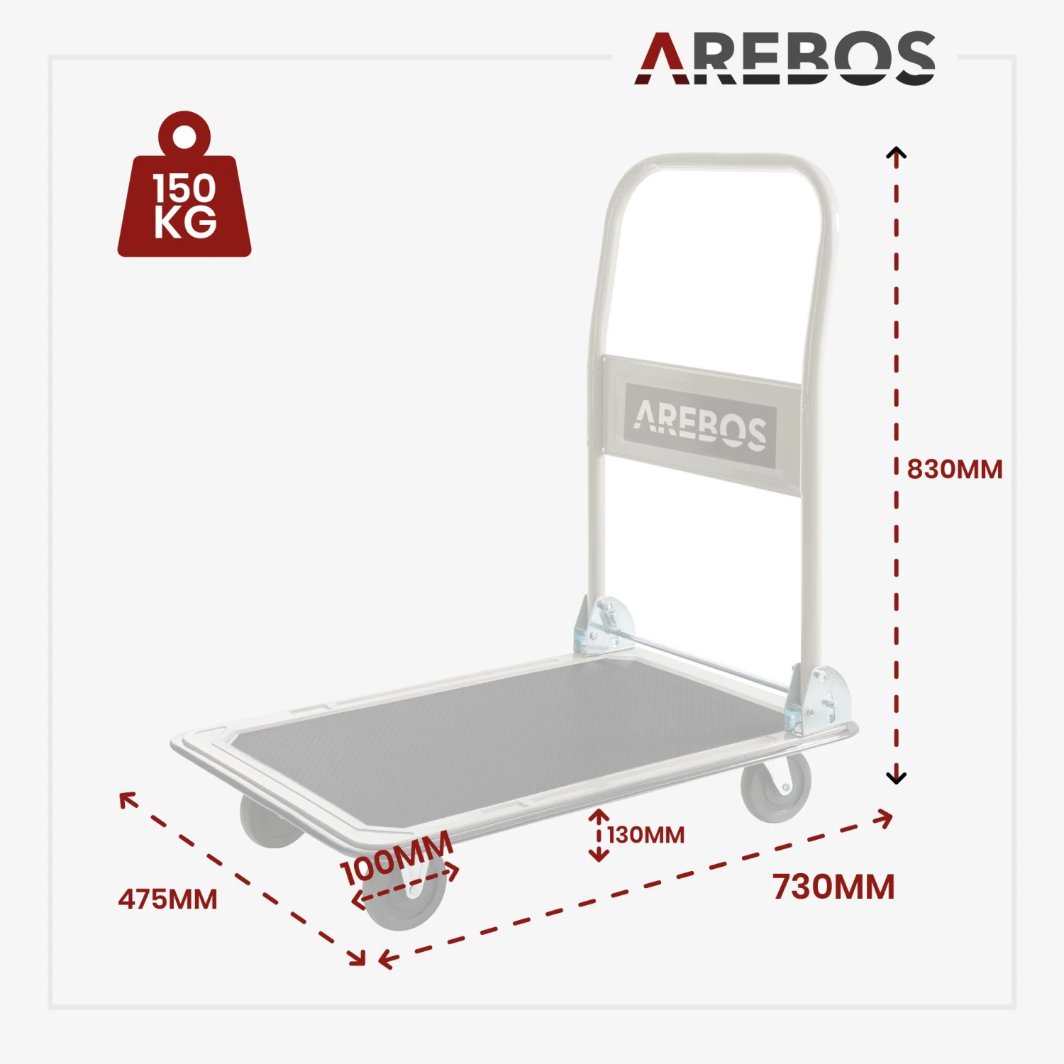 Plattformwagen 150kg Schwarz-creme 9 Plattformwagen 150kg Schwarz-creme – Bild 7