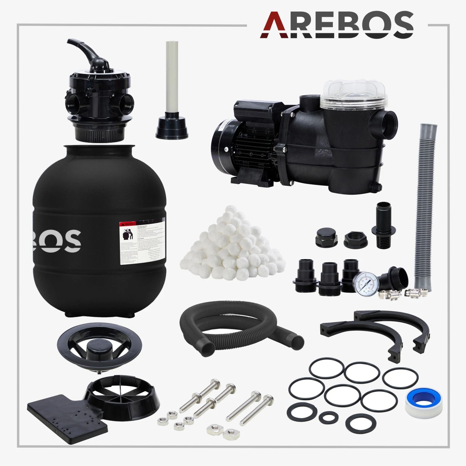 Sandfilteranlage Inkl. Filterbälle - Schwarz 4 Sandfilteranlage Inkl. Filterbälle - Schwarz – Bild 2