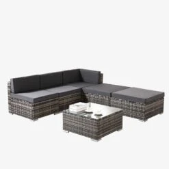 Alu Rattan Lounge Barcelona -Arebos Verkaufsgeschäft Barcelona grau 4260627425495 015 bce0