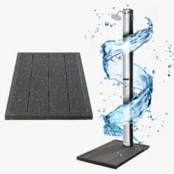 Solardusche 37L Silber Rund - Bodenelement Anthrazit -Arebos Verkaufsgeschäft gallery 2000x2000 8d00