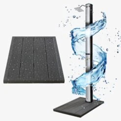 Solardusche 37L Silber Eckig - Bodenelement Anthrazit -Arebos Verkaufsgeschäft gallery 2000x2000 b9d9