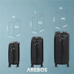 3 Tlg. Reisekoffer Set Schwarz -Arebos Verkaufsgeschäft sketch DE 4252023112178 0005