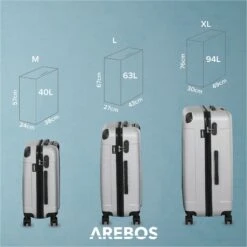 3 Tlg. Reisekoffer Set Silber -Arebos Verkaufsgeschäft sketch DE 4260627420988 0164
